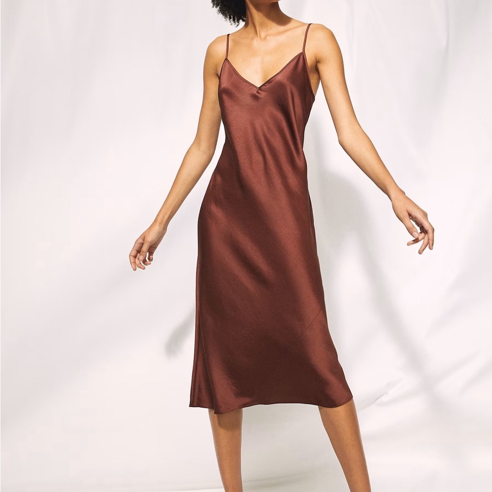 Aritzia Wilfred Only Slip Satin Midi Dress